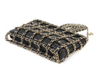 Chanel Black Lambskin Leather Chain Cage Frame Small Shoulder Bag