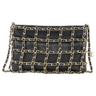 Chanel Black Lambskin Leather Chain Cage Frame Small Shoulder Bag