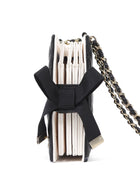 Chanel Black Lambskin Quilted Book Card Holder on Chain