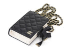 Chanel Black Lambskin Quilted Book Card Holder on Chain