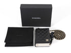 Chanel Black Lambskin Quilted Book Card Holder on Chain