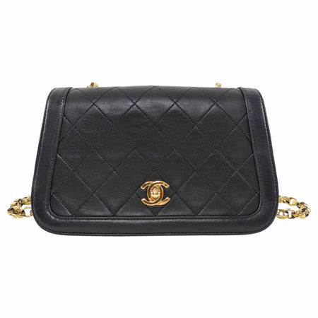 Chanel Vintage 1989 Black Leather Mini Bijoux Curve Full Flap Bag