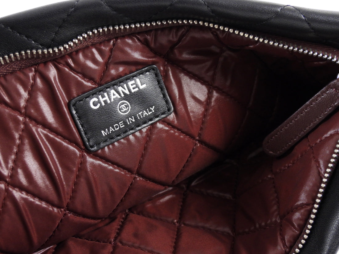 Chanel Black Quilted Lambskin Beauty Foldover Clutch Bag