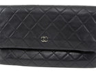 Chanel Black Quilted Lambskin Beauty Foldover Clutch Bag