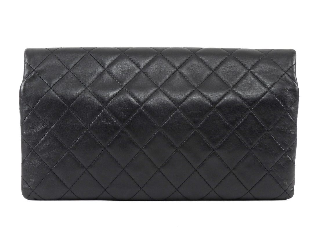 Chanel Black Quilted Lambskin Beauty Foldover Clutch Bag