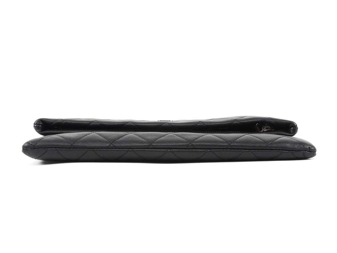 Chanel Black Quilted Lambskin Beauty Foldover Clutch Bag