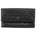 Chanel Black Quilted Lambskin Beauty Foldover Clutch Bag