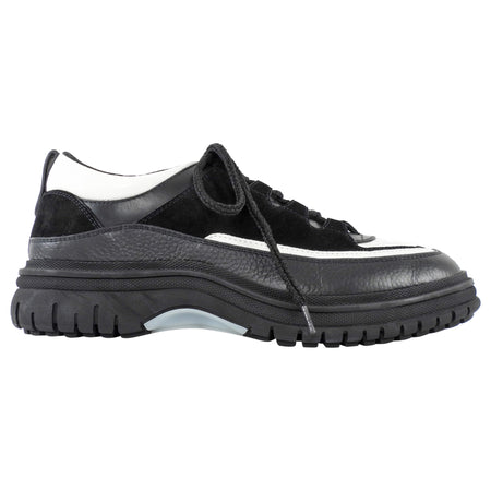 Chanel Black White 25B Suede Leather Track Sole Sneaker - 39.5