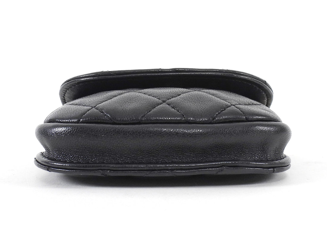 Chanel Black Quilted Leather Mini Pearl Crush Waist Bag GHW