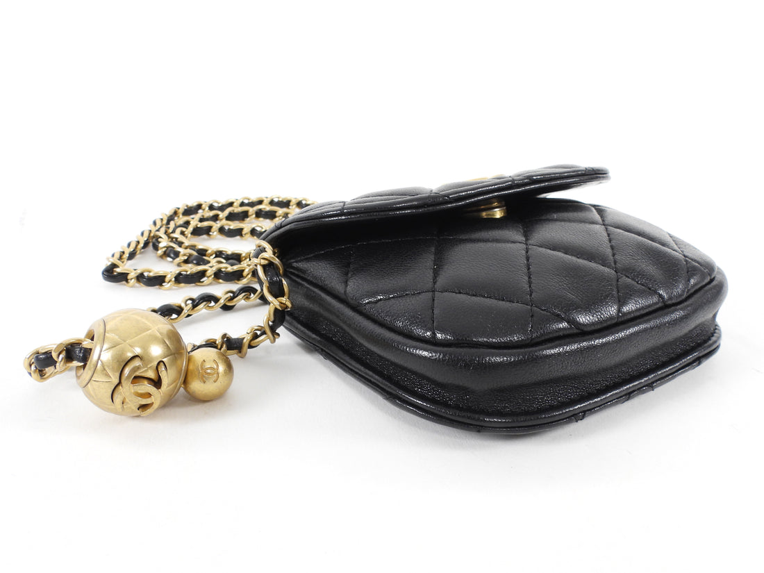 Chanel Black Quilted Leather Mini Pearl Crush Waist Bag GHW