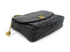 Chanel Black Vintage 1991 Caviar Quilted CC Medium Flap Front Chain Camera Bag