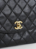 Chanel Black Vintage 1991 Caviar Quilted CC Medium Flap Front Chain Camera Bag