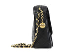 Chanel Black Vintage 1991 Caviar Quilted CC Medium Flap Front Chain Camera Bag