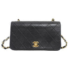 Chanel Vintage 1989 Black Quilted Leather Mini Full Flap Bag