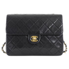 Chanel Vintage 1989 Black Quilted Leather Mini Square Classic Flap Bag GHW