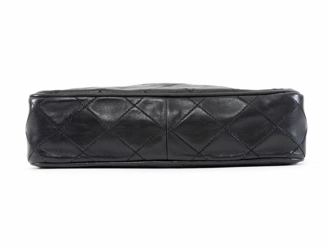 Chanel Black Vintage 1989 Lambskin Quilted CC Tassel Medium Camera Bag