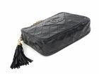 Chanel Black Vintage 1989 Lambskin Quilted CC Tassel Medium Camera Bag