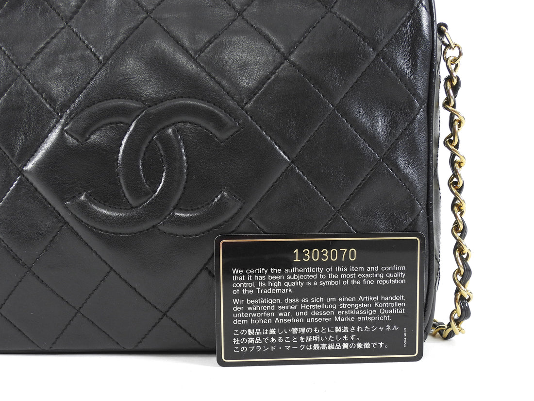 Chanel Black Vintage 1989 Lambskin Quilted CC Tassel Medium Camera Bag