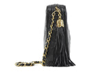 Chanel Black Vintage 1989 Lambskin Quilted CC Tassel Medium Camera Bag