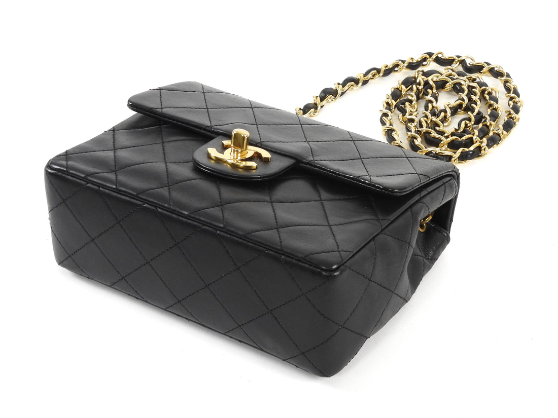 Chanel Black Vintage 1989 Quilted Leather Mini Classic Flap Bag GHW
