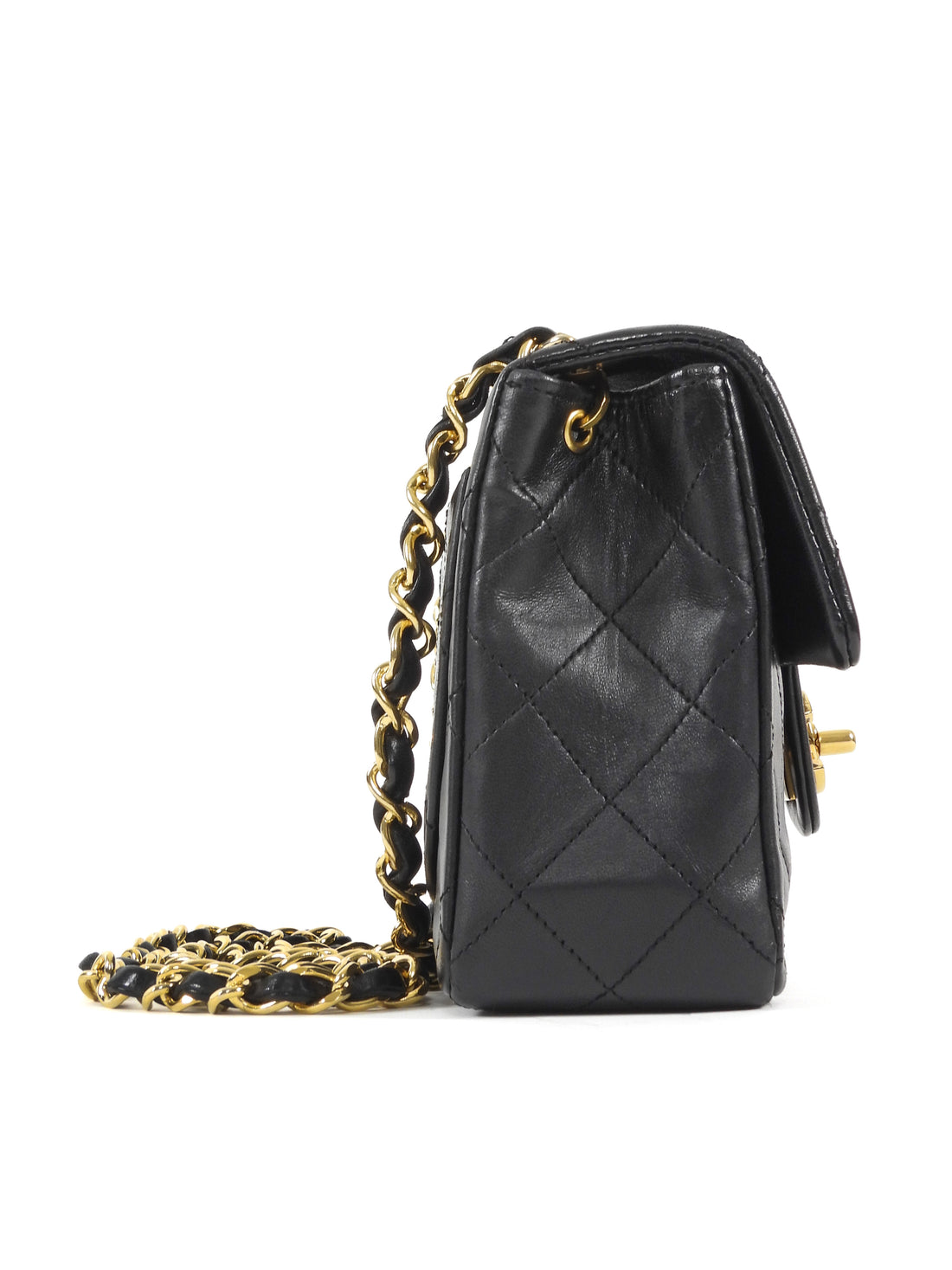 Chanel Black Vintage 1989 Quilted Leather Mini Classic Flap Bag GHW