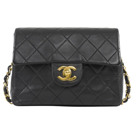 Chanel Black Vintage 1989 Quilted Leather Mini Classic Flap Bag GHW