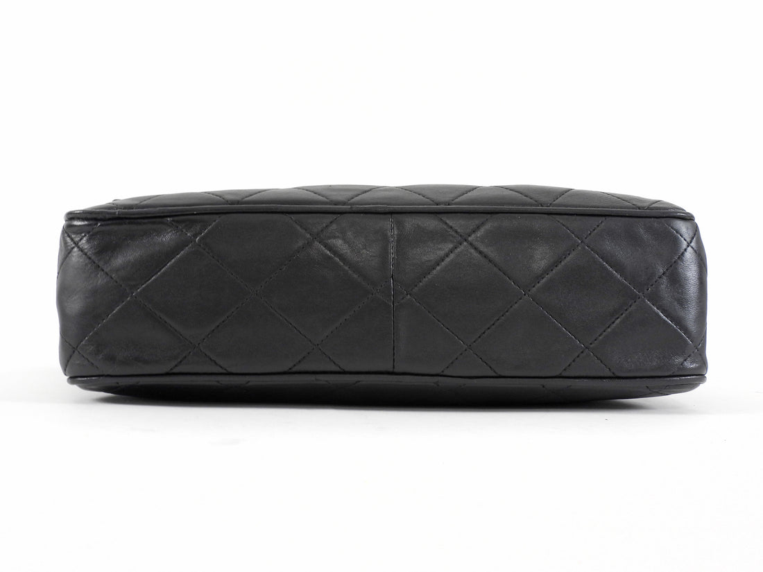 Chanel Black Vintage 1994 Lambskin Leather Quilted Flap Front Tassel Camera Bag