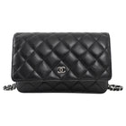 Chanel Black Lambskin Leather CC Classic Wallet on Chain SHW