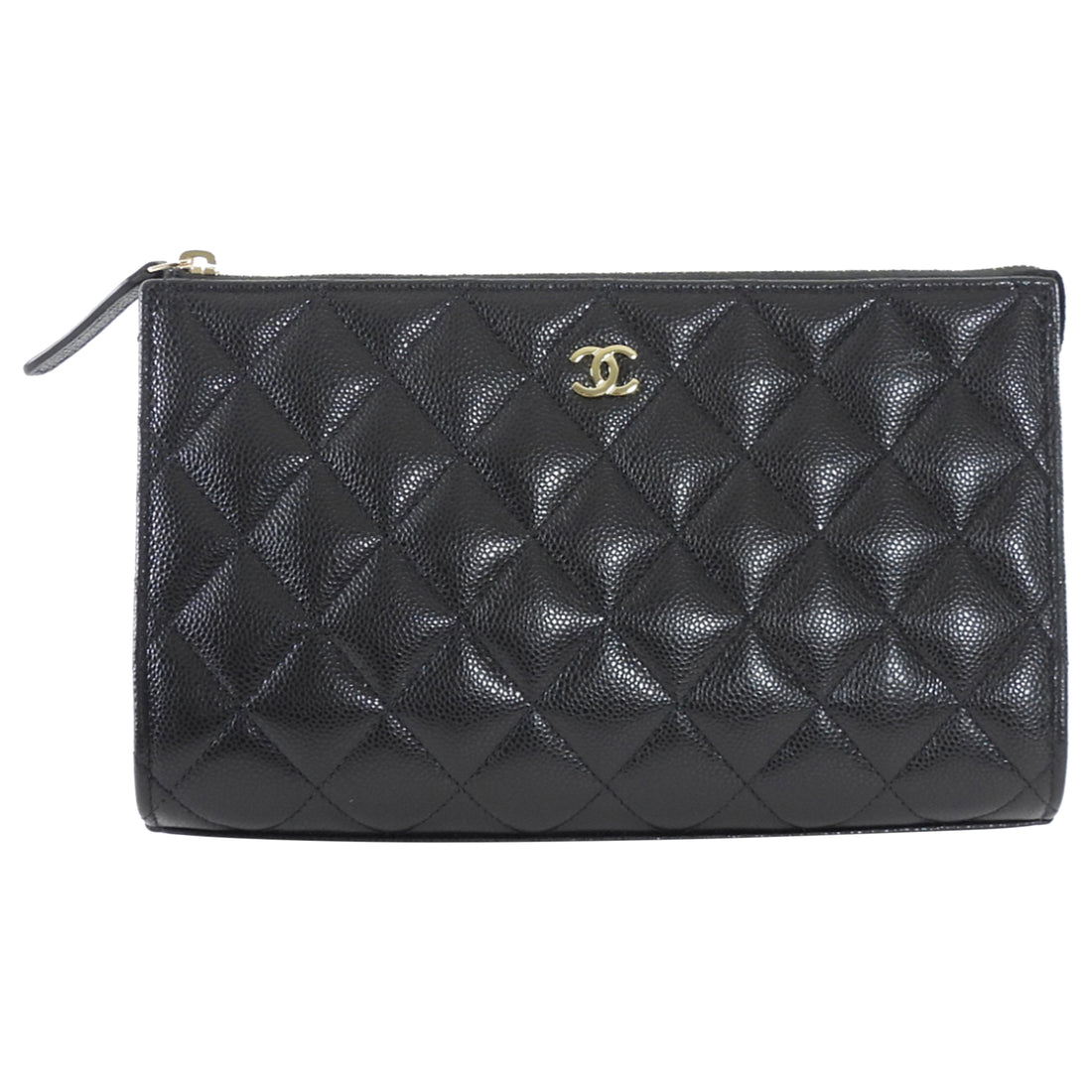 Chanel Black Caviar Quilted Leather Timeless Clutch Bag