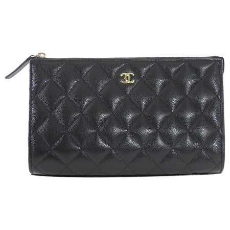 Chanel Black Caviar Quilted Leather Timeless Clutch Bag