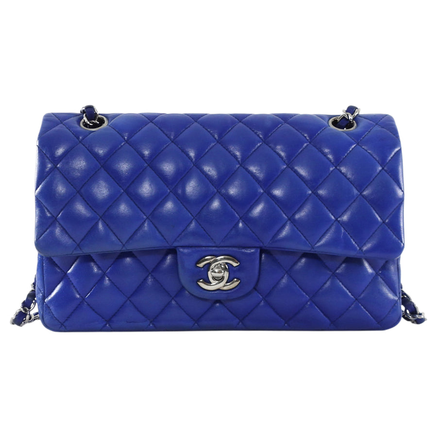 Chanel 10C Cobalt Blue Lambskin Quilted Medium Classic Double Flap Bag SHW