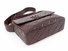 Chanel Brown Vintage 1994 Brown Caviar Leather Chevron Quilted Flap Camera Bag