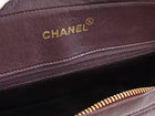 Chanel Brown Vintage 1994 Brown Caviar Leather Chevron Quilted Flap Camera Bag