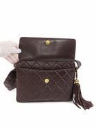 Chanel Brown Vintage 1994 Brown Caviar Leather Chevron Quilted Flap Camera Bag