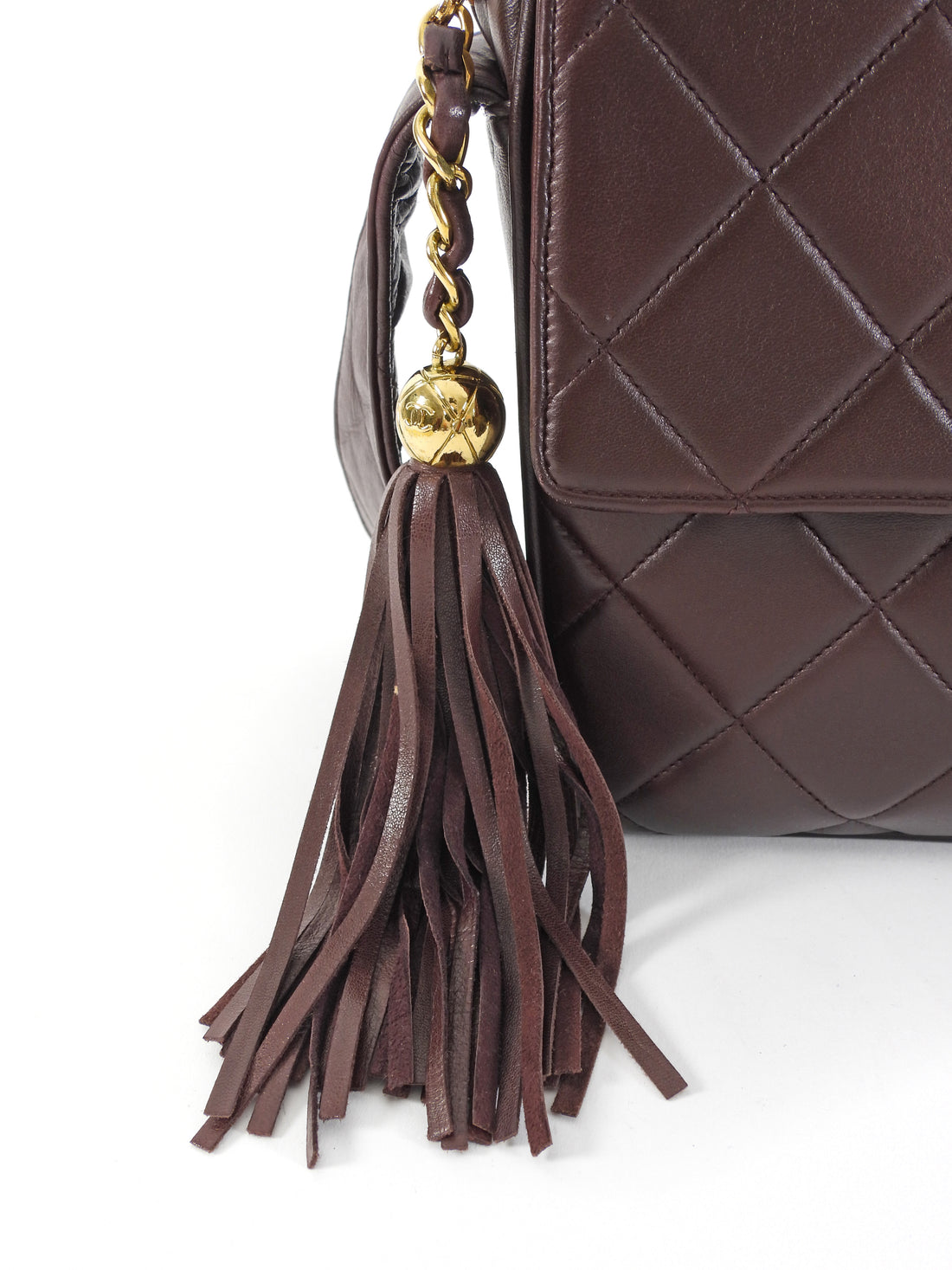 Chanel Brown Vintage 1994 Brown Caviar Leather Chevron Quilted Flap Camera Bag