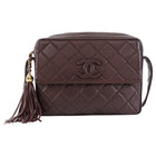 Chanel Brown Vintage 1994 Brown Caviar Leather Chevron Quilted Flap Camera Bag