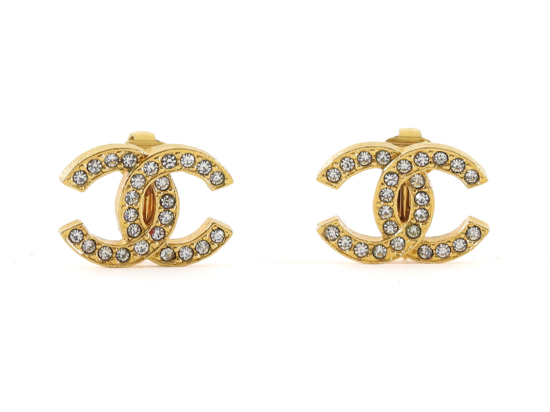 Chanel Gold CC Studded Clip-On Earring