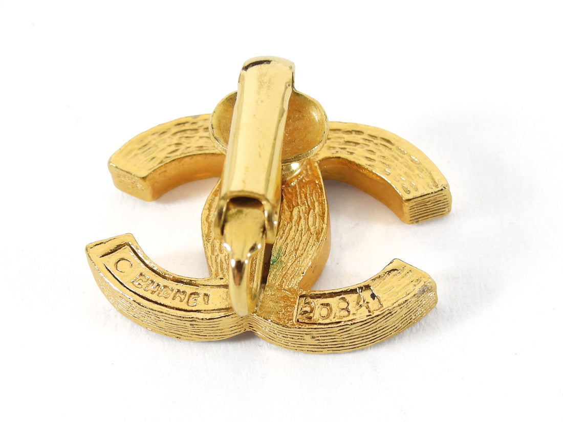 Chanel Gold CC Studded Clip-On Earring