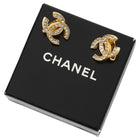 Chanel Gold CC Studded Clip-On Earring