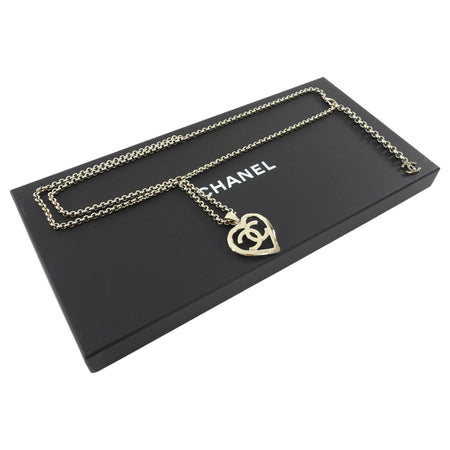 Chanel Light Gold Tone B22 P Chain Belt with CC Dangling Heart