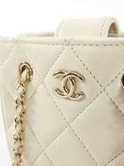 Chanel Ivory 2021 Quilted Lambskin Mini Square Chain Clutch Bag GHW