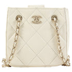 Chanel Ivory 2021 Quilted Lambskin Mini Square Chain Clutch Bag GHW