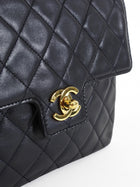 Chanel Black Vintage 1989 Lambskin Quilted CC Flap Small Kelly Bag