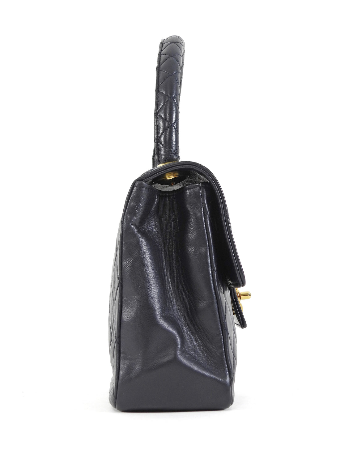 Chanel Black Vintage 1989 Lambskin Quilted CC Flap Small Kelly Bag