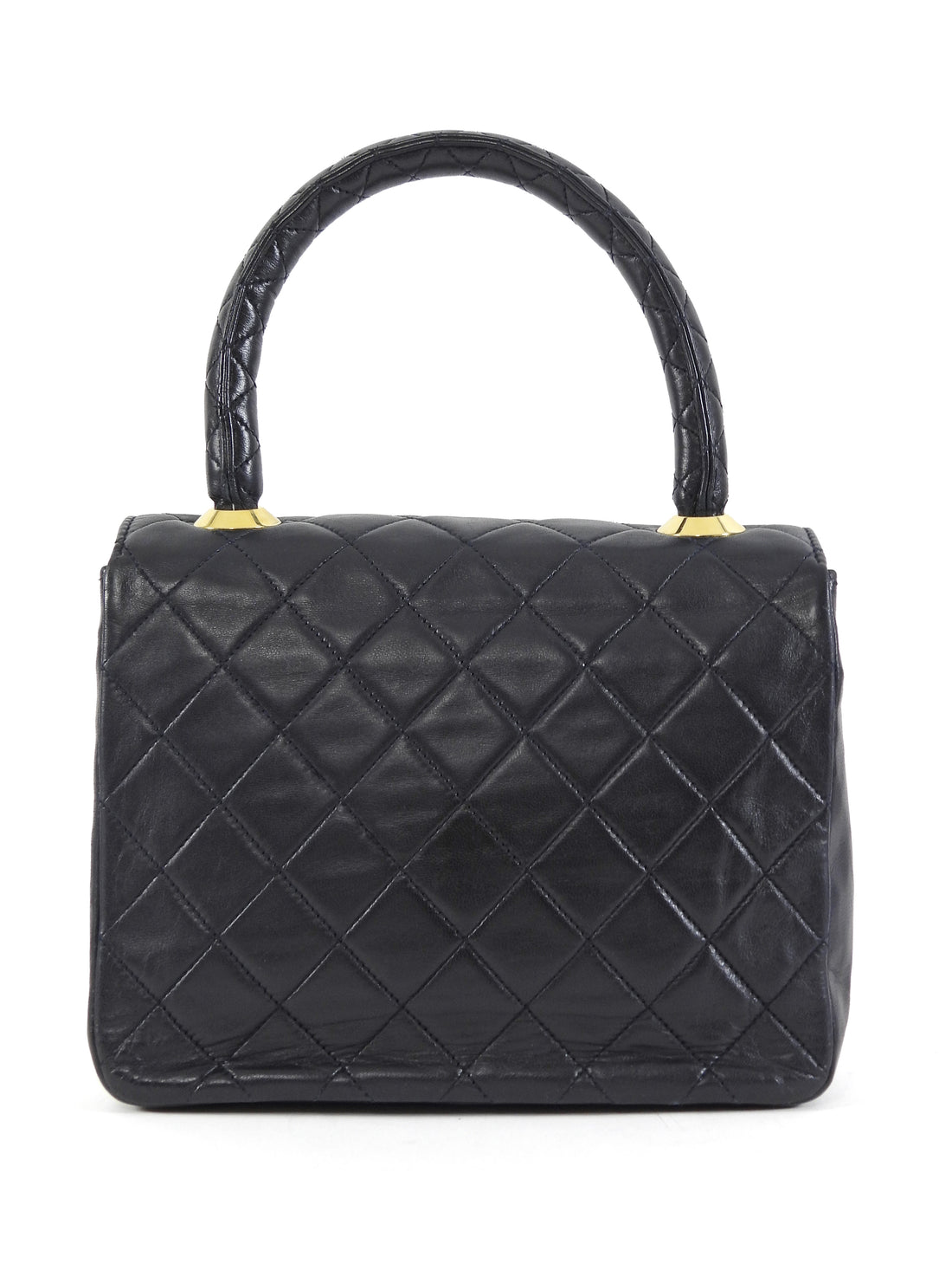 Chanel Black Vintage 1989 Lambskin Quilted CC Flap Small Kelly Bag