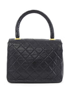 Chanel Black Vintage 1989 Lambskin Quilted CC Flap Small Kelly Bag