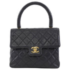 Chanel Black Vintage 1989 Lambskin Quilted CC Flap Small Kelly Bag