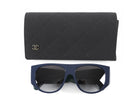 Chanel Navy Dark Green Quilted CC Pilot Acetate Two Tone Sunglasses