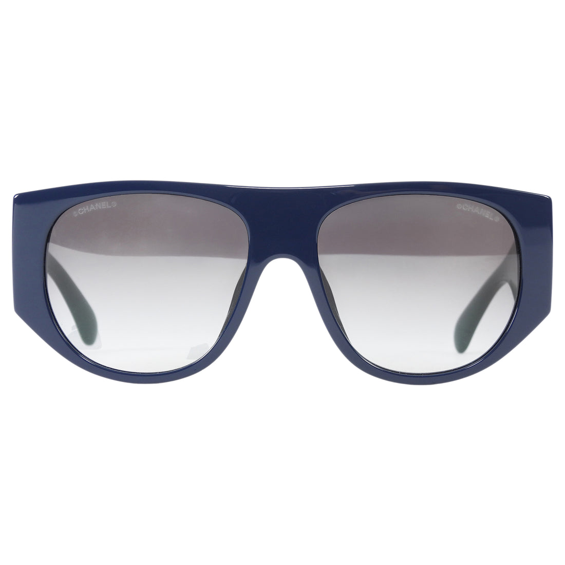 Chanel Navy Dark Green Quilted CC Pilot Acetate Two Tone Sunglasses