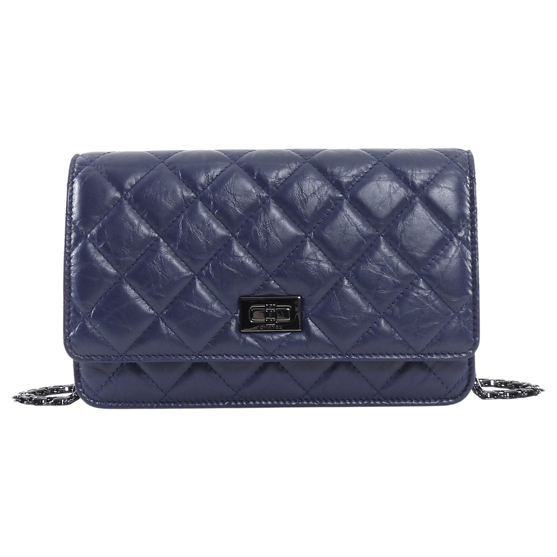 Chanel Navy Blue 2.55 Reissue Aged Calfskin Wallet on Chain Bag
